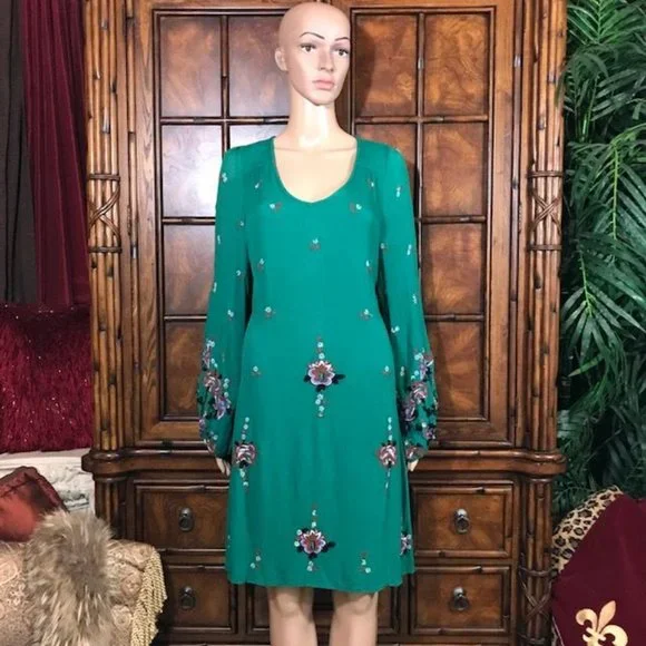 free people green embroidered dress Real Love Embroidered Dress